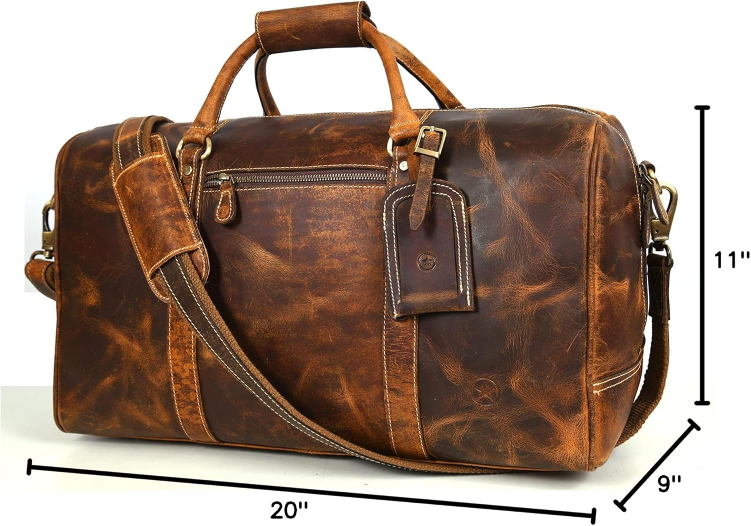 Leather Duffel Bag for Men & Women Travel, Weekend, Overnight, Gym Bag - Image 10