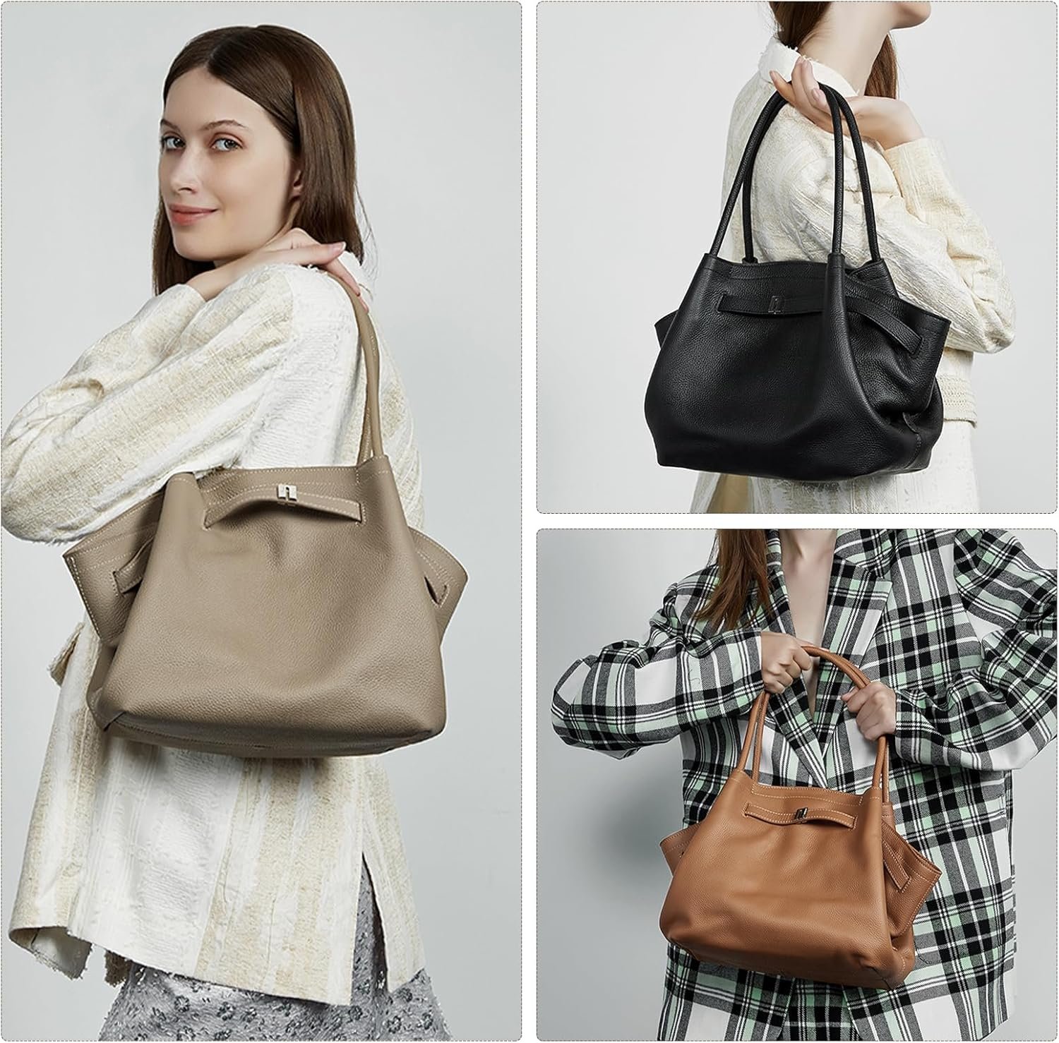 Leather Tote Bags for Women, Spacious Work Tote with Magnetic Closure Pocket, Minimalist Office Bags - Image 2