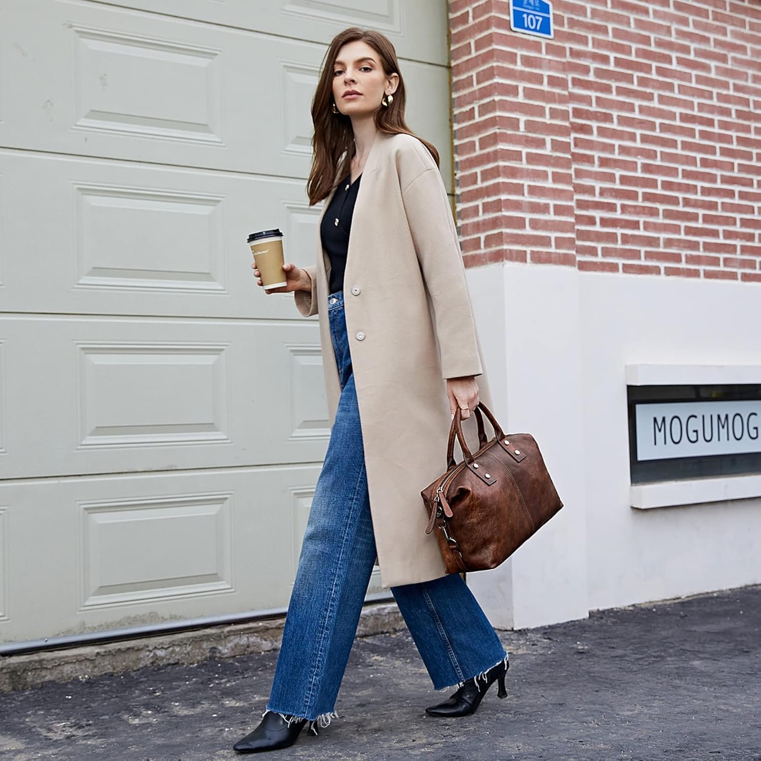 Iswee Genuine Leather Satchel Tote Bag Top Handle Handbag Designer Shoulder Bag Large Capacity Cross Body Bag - Image 3