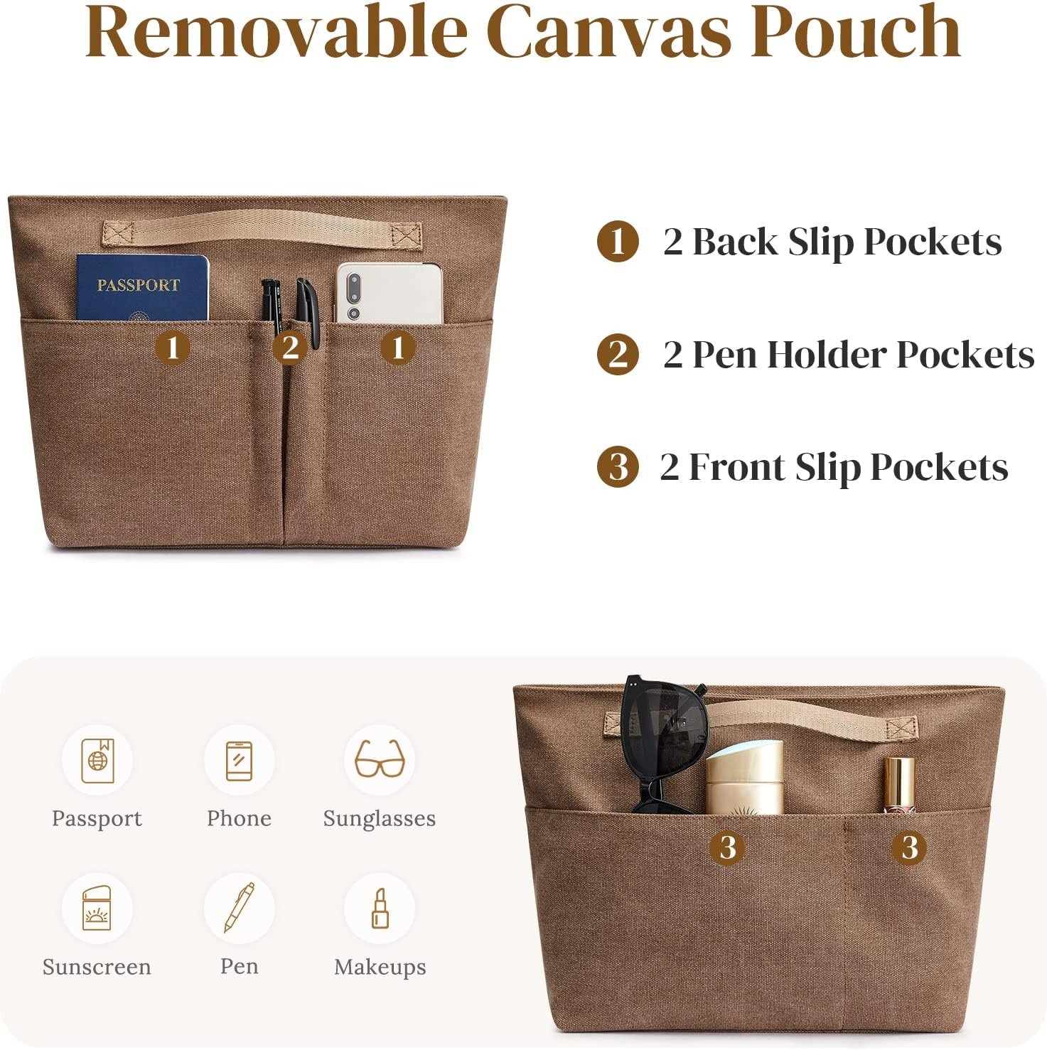 S-ZONE Genuine Leather Tote Bag for Women with Purse Organizer Large Shoulder Handbags Work - Image 5