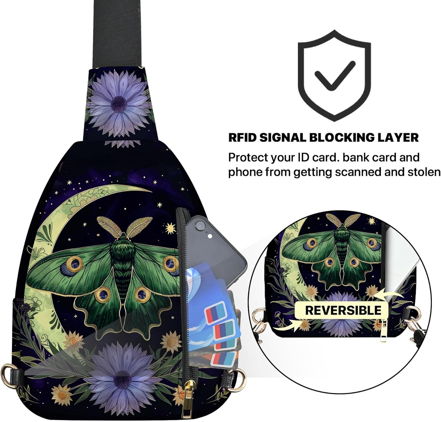 Small Leather Sling Bag for Women Crossbody Fanny Pack Travel Casual Chest Bag with Adjustable Strap - Image 5