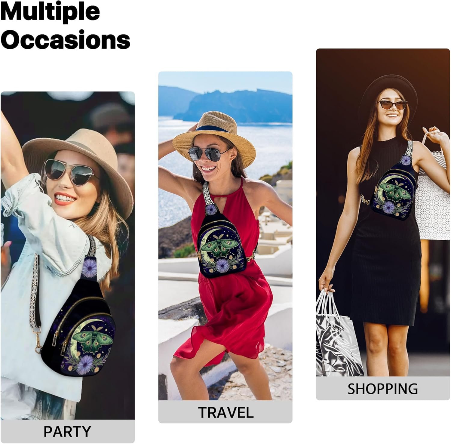 Small Leather Sling Bag for Women Crossbody Fanny Pack Travel Casual Chest Bag with Adjustable Strap - Image 6