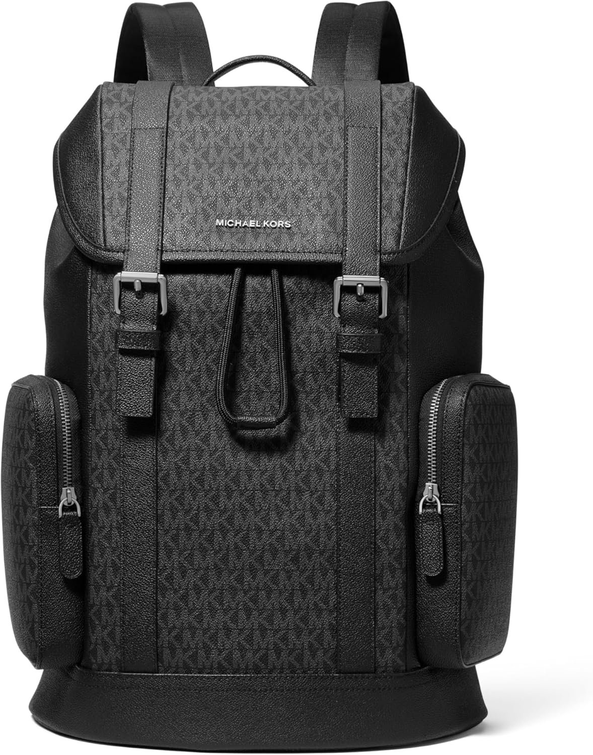 Michael Kors Men's City Buckle Backpack, Gunmetal-Hardware/Signature/Black