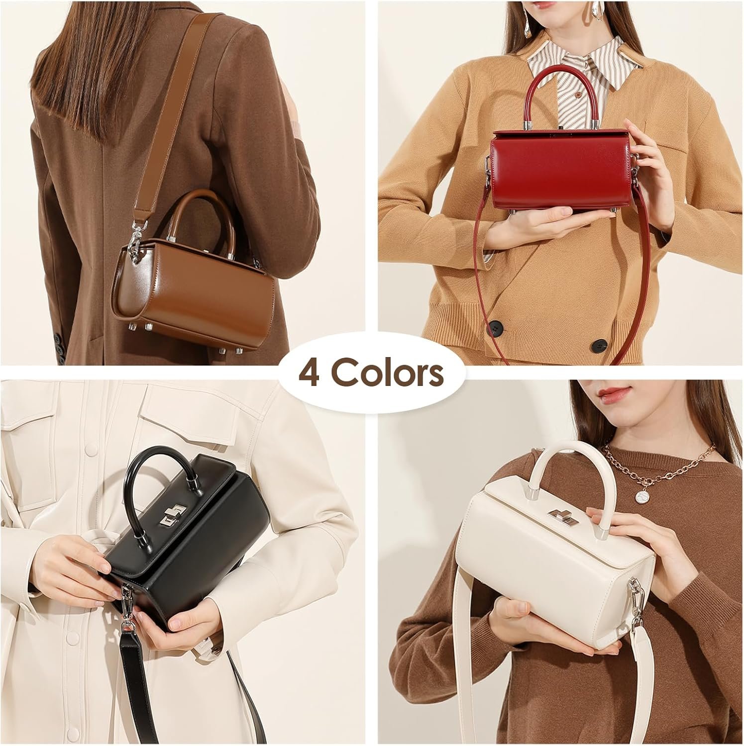 Leather Shoulder Bag for Women, Genuine Leather Crossbody Purses,Evening Bag with Adjustable Straps - Image 6