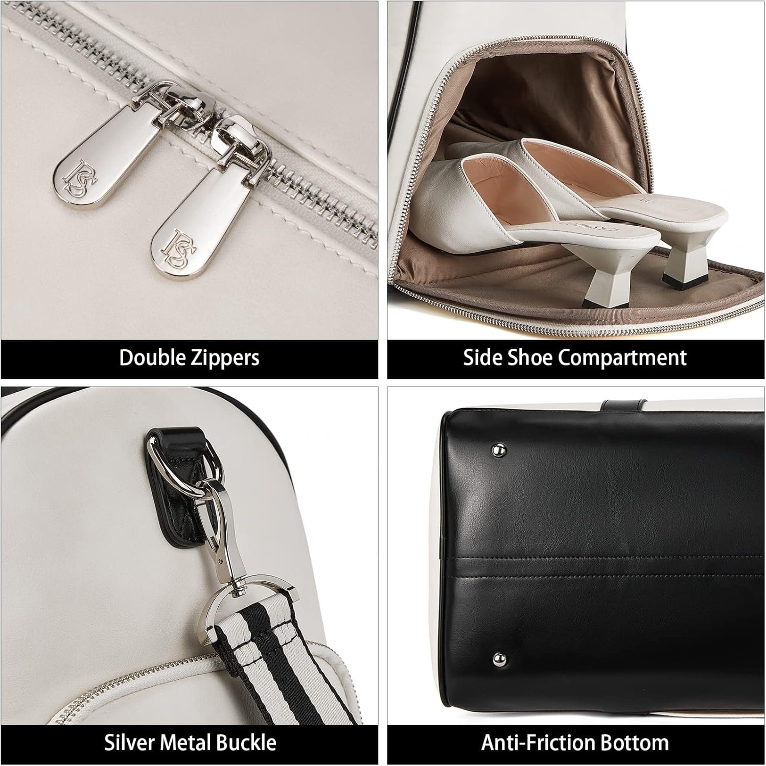BOSTANTEN Weekender Bags for Women Leather Duffle Large Travel Bag Carry On Duffel with Shoe Compartment - Image 3