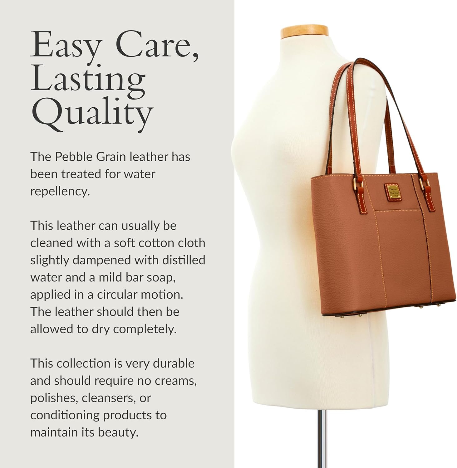 Dooney & Bourke Women's Small Lexington Tote in Pebble Grain Leather, Handbag with Long Leather Shoulder Straps - Image 6
