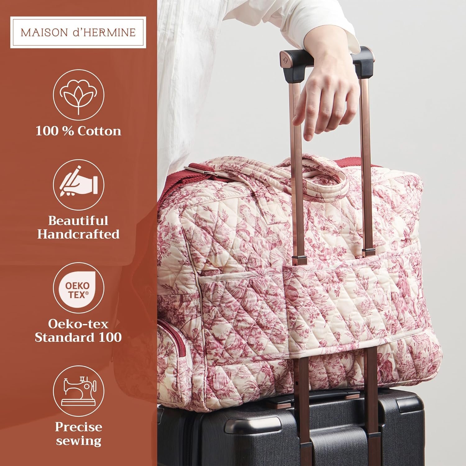 Maison d' Hermine Weekender Bags for Women Cotton Quilted Duffel Overnight Luggage Weekend Bag for Men Gym Gifts Travel - Image 2