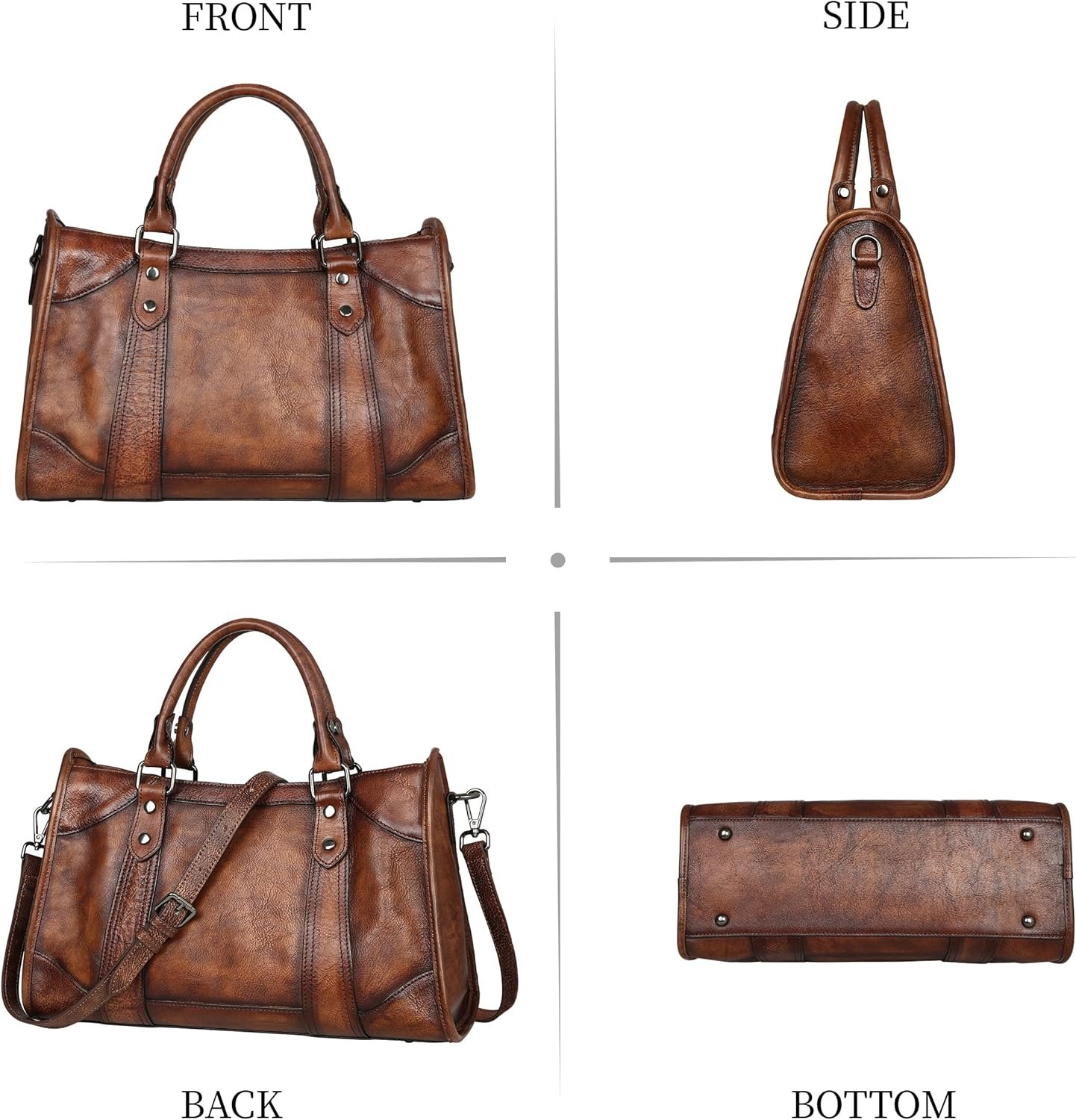 Iswee Satchel Bags for Women Genuine Shoulder Bag Leather Handbags Hobo Crossbody Bags Vintage Purse Tote Bag - Image 5