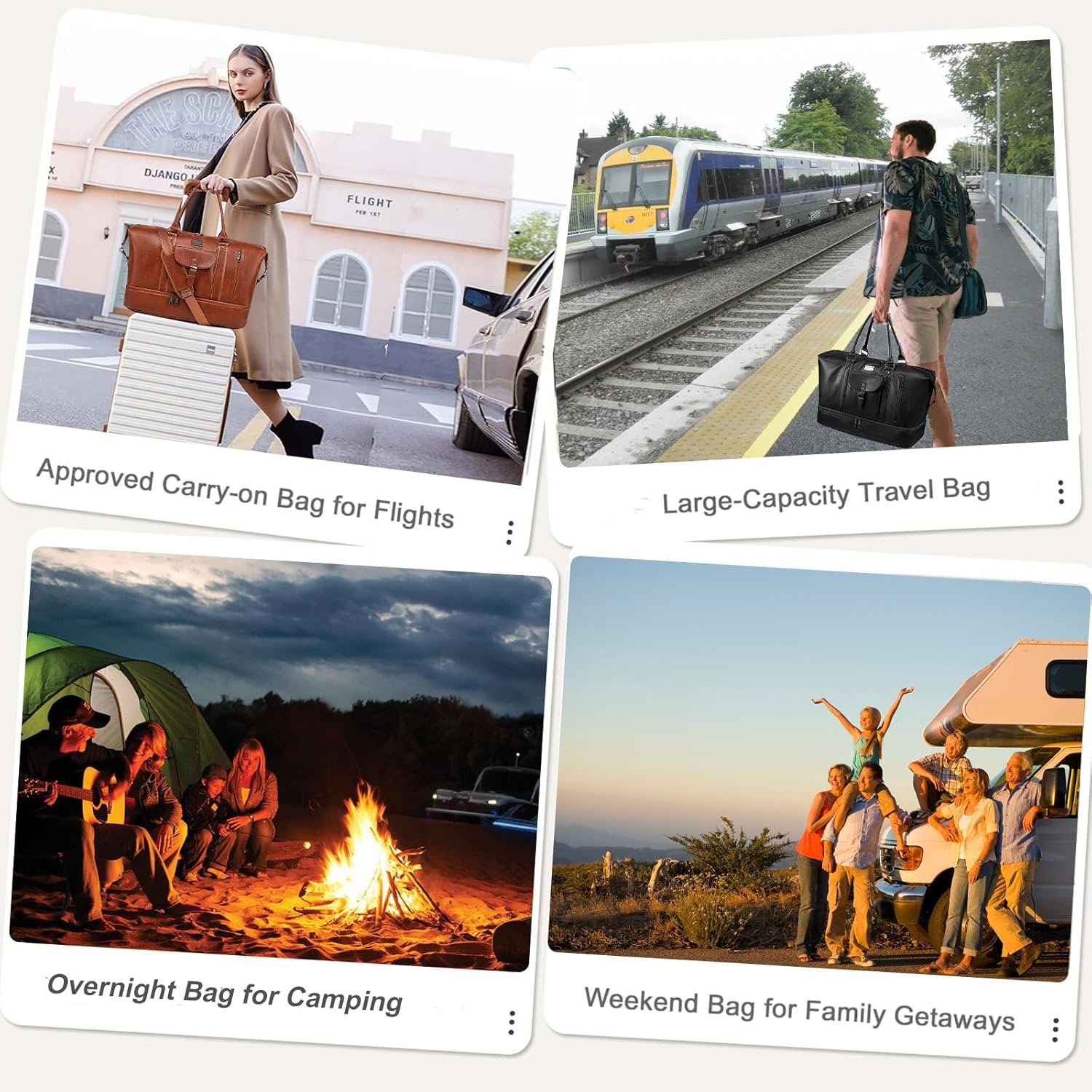 weiatas Faux Leather Travel Duffel Bag for Women Men, Large Weekender Overnight Bag with Shoes Compartment, Waterproof Carry On Bag Travel Tote Bag Gym Bag with Luggage Strap (Black) - Image 6