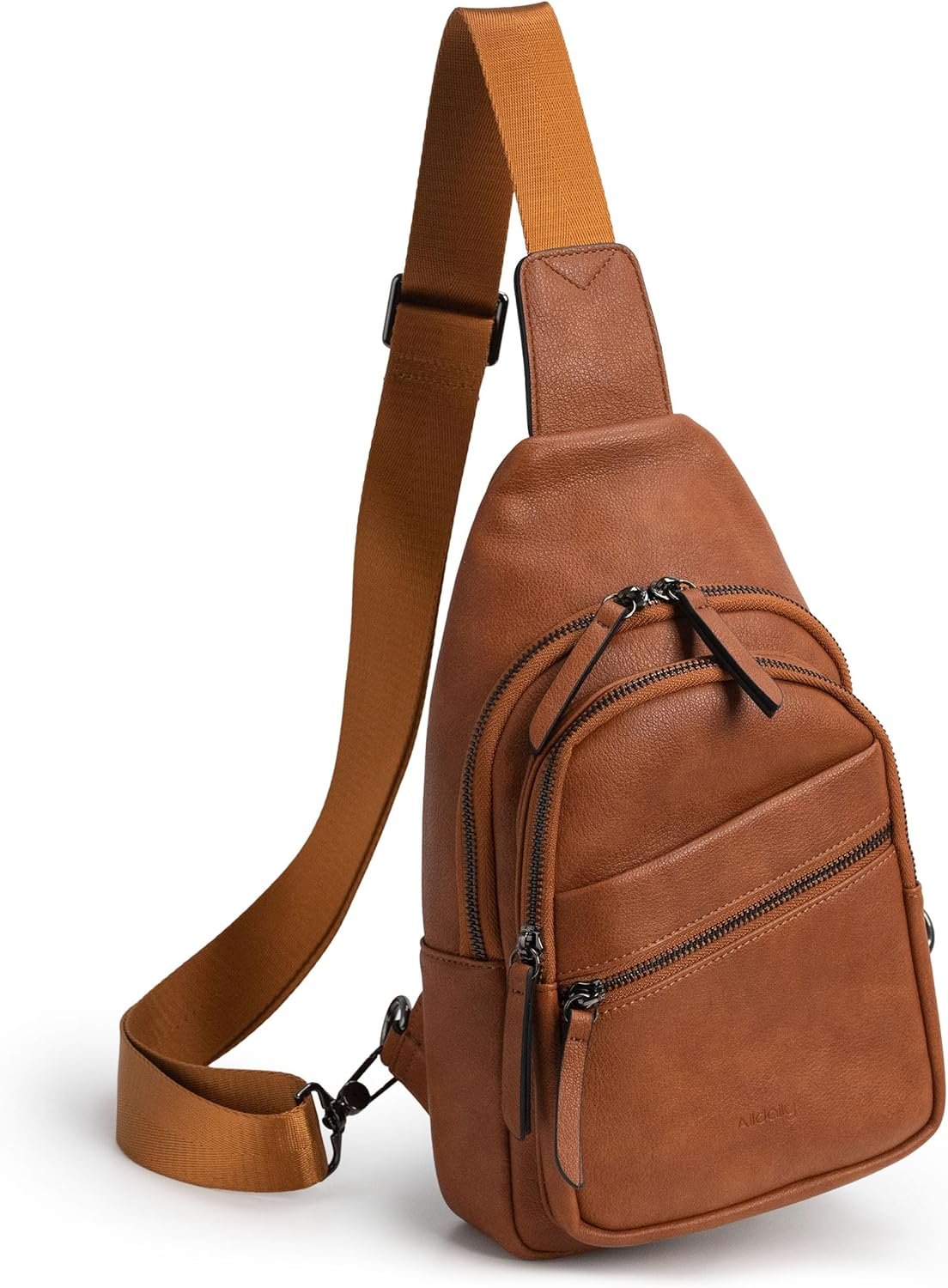 Alldaily Large Sling Bag for Women Crossbody Purse Leather Fashionable Trendy Chest Bag for Travel, Fanny Pack (Brown)