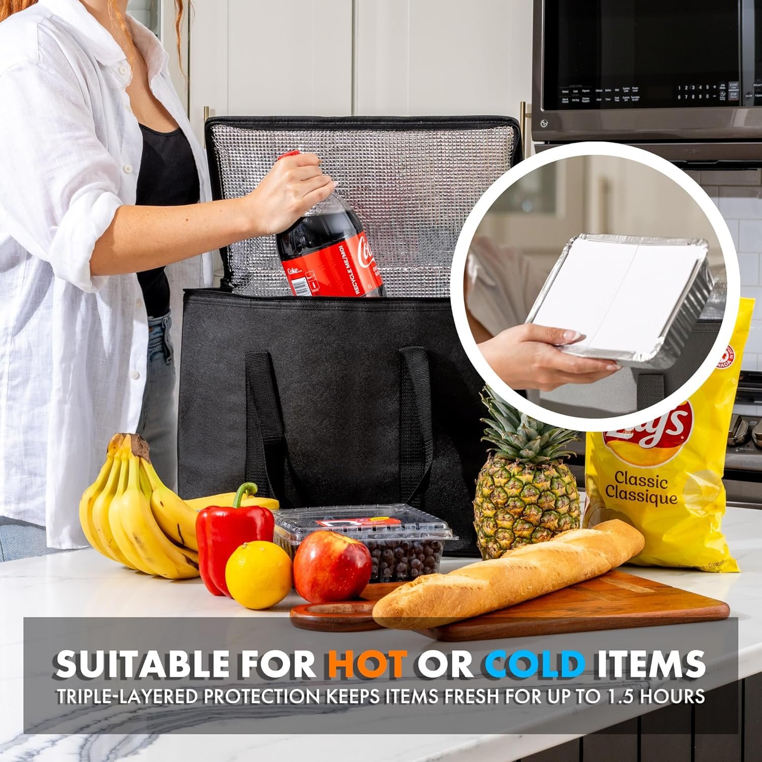 Carrywell (Not Made In China) Insulated Reusable Grocery Bags, Catering and Delivery Bag For Hot and Cold Food, Collapsible Thermal Tote For Doordash - Image 6