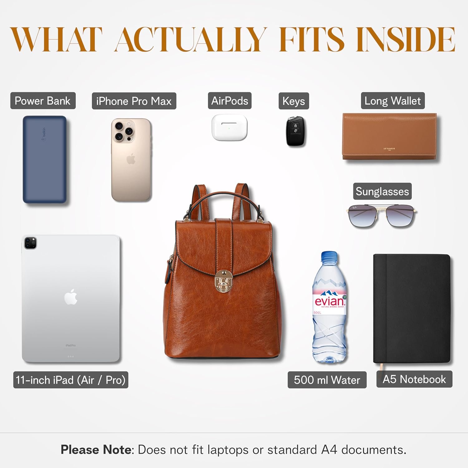 rofozzi Structured Vegan Leather Backpack Purse for Women - Back Pack Purses Women – PU Faux Leather Backpack Handbags (Brown) - Image 6