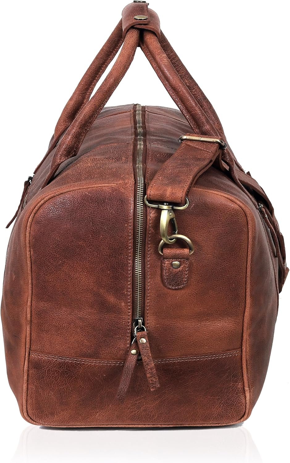 21 inch Cowhide Leather Duffel Bag for Men and Women Handmade Weekender Overnight Travel Gym Bag Vintage Style Carry On Cabin Luggage Sports Shoulder Duffle Bag - Image 8