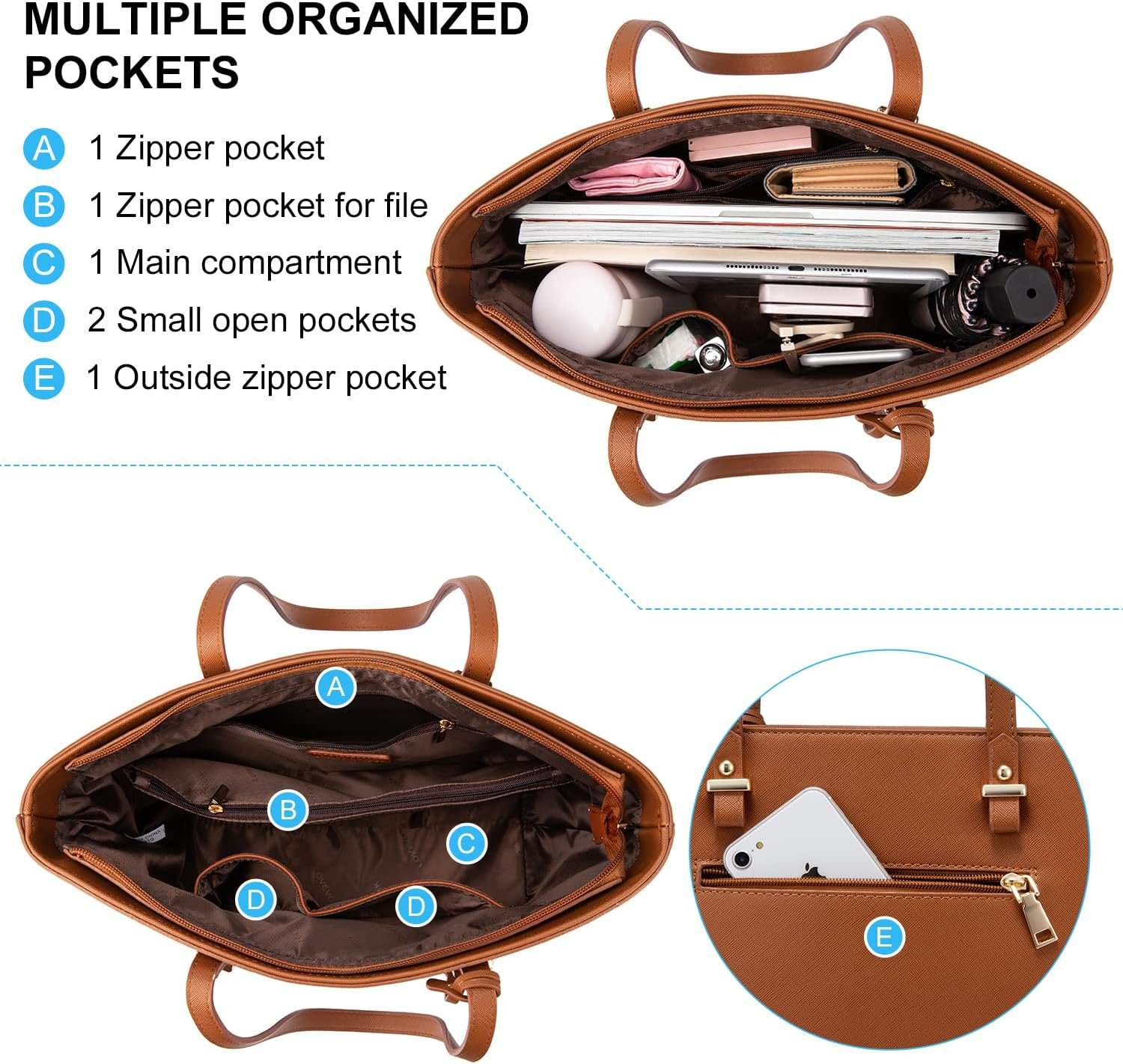 LOVEVOOK Purse for Women Fashion Tote Bag Shoulder Handbags Top Handle Satchel Bags with External Pocket - Image 4