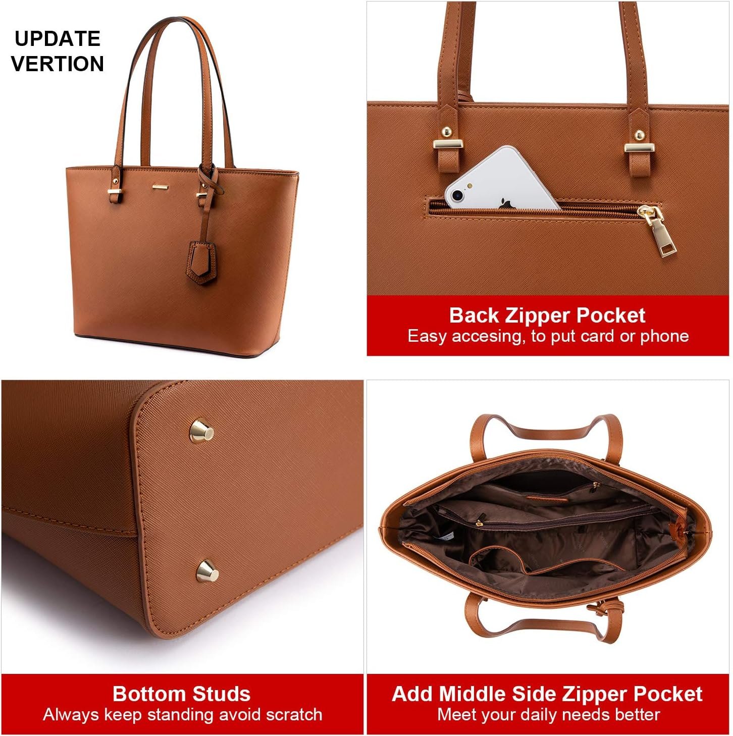 LOVEVOOK Purse for Women Fashion Tote Bag Shoulder Handbags Top Handle Satchel Bags with External Pocket - Image 5