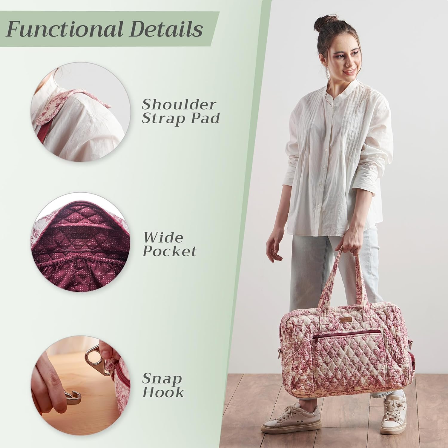 Maison d' Hermine Weekender Bags for Women Cotton Quilted Duffel Overnight Luggage Weekend Bag for Men Gym Gifts Travel - Image 4