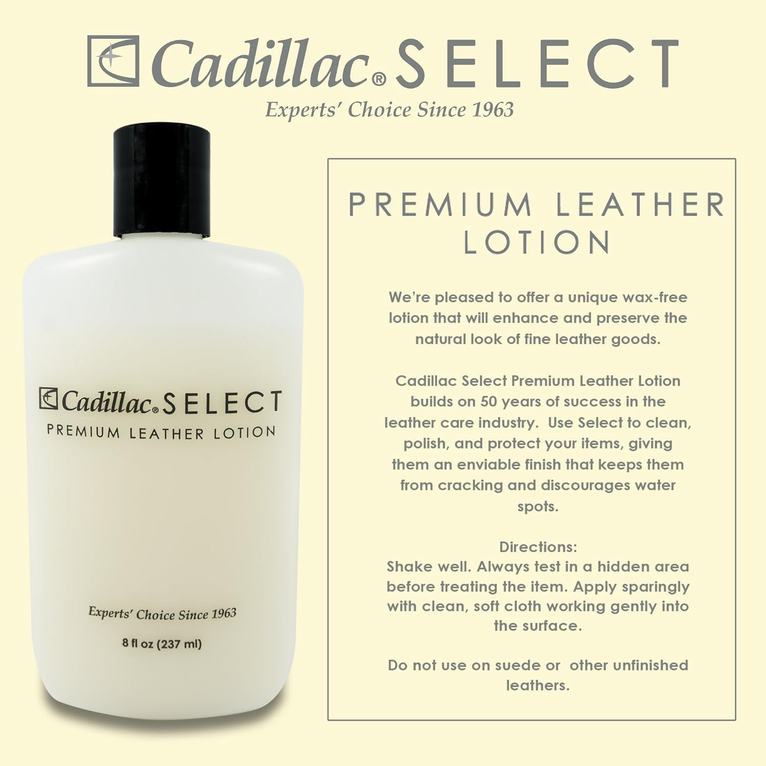 Cadillac Select Leather Lotion Cleaner and Conditioner- For Handbags, Sofas, Jackets, Furniture, Purses, and More - Image 2