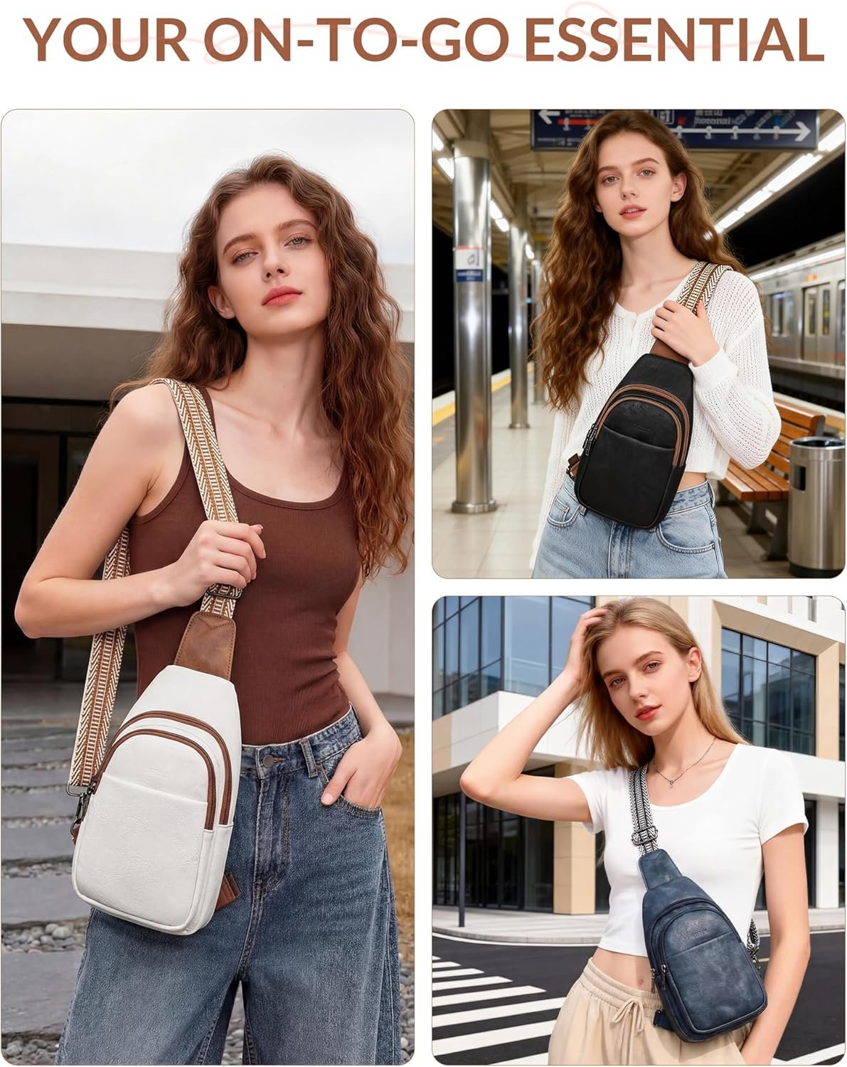 Sling Bag for Women, Crossbody Bags Purse for Women Trendy Vegan Leather Fanny Pack with Adjustable Strap - Image 2
