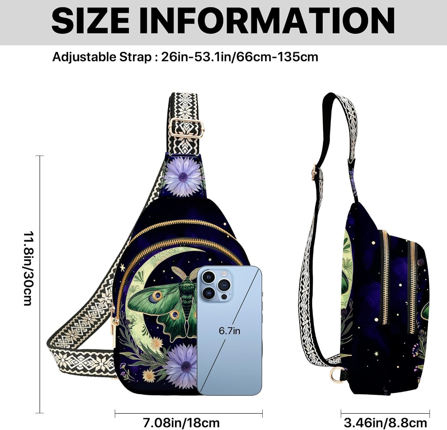 Small Leather Sling Bag for Women Crossbody Fanny Pack Travel Casual Chest Bag with Adjustable Strap - Image 3