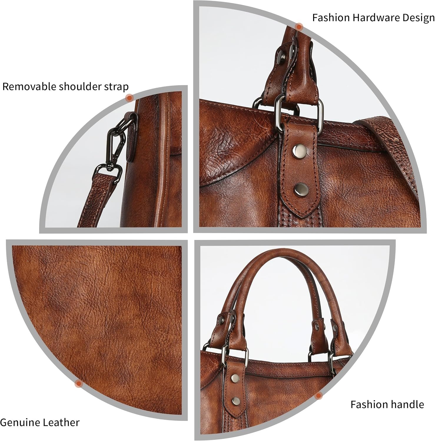 Iswee Satchel Bags for Women Genuine Shoulder Bag Leather Handbags Hobo Crossbody Bags Vintage Purse Tote Bag - Image 6