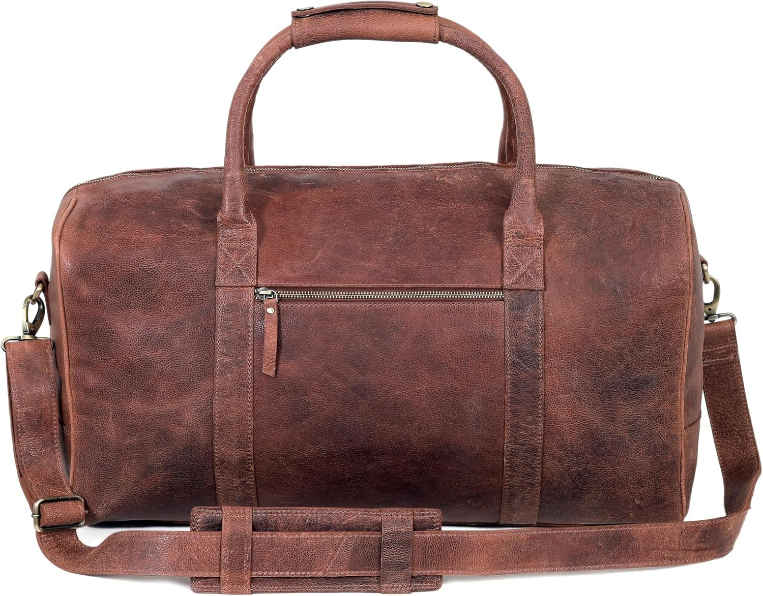 21 inch Cowhide Leather Duffel Bag for Men and Women Handmade Weekender Overnight Travel Gym Bag Vintage Style Carry On Cabin Luggage Sports Shoulder Duffle Bag - Image 5