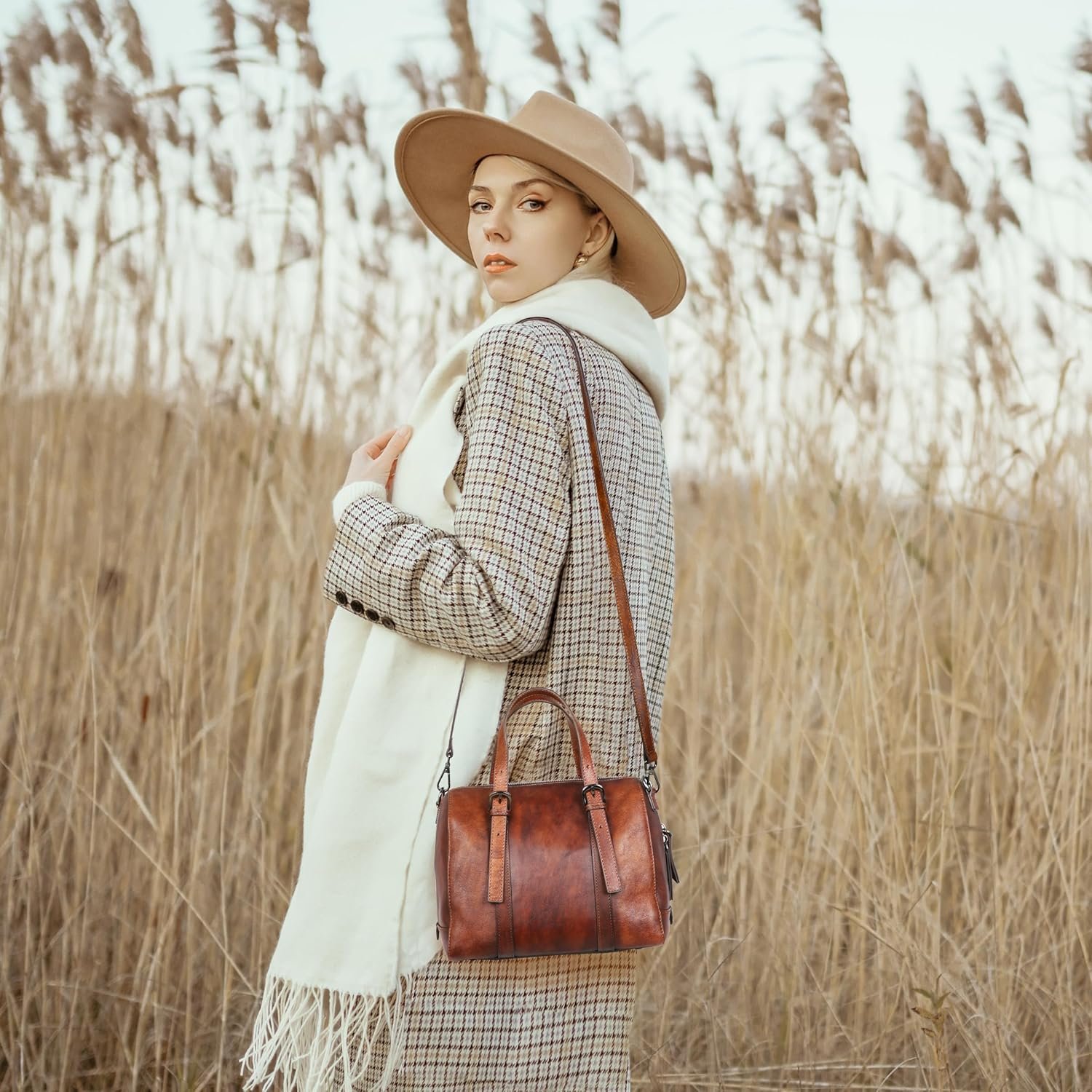 Iswee Genuine Leather Purses for Women Designer Hobo Crossbody Bag Satchel Handbags Top Handle Purses for Travel - Image 6