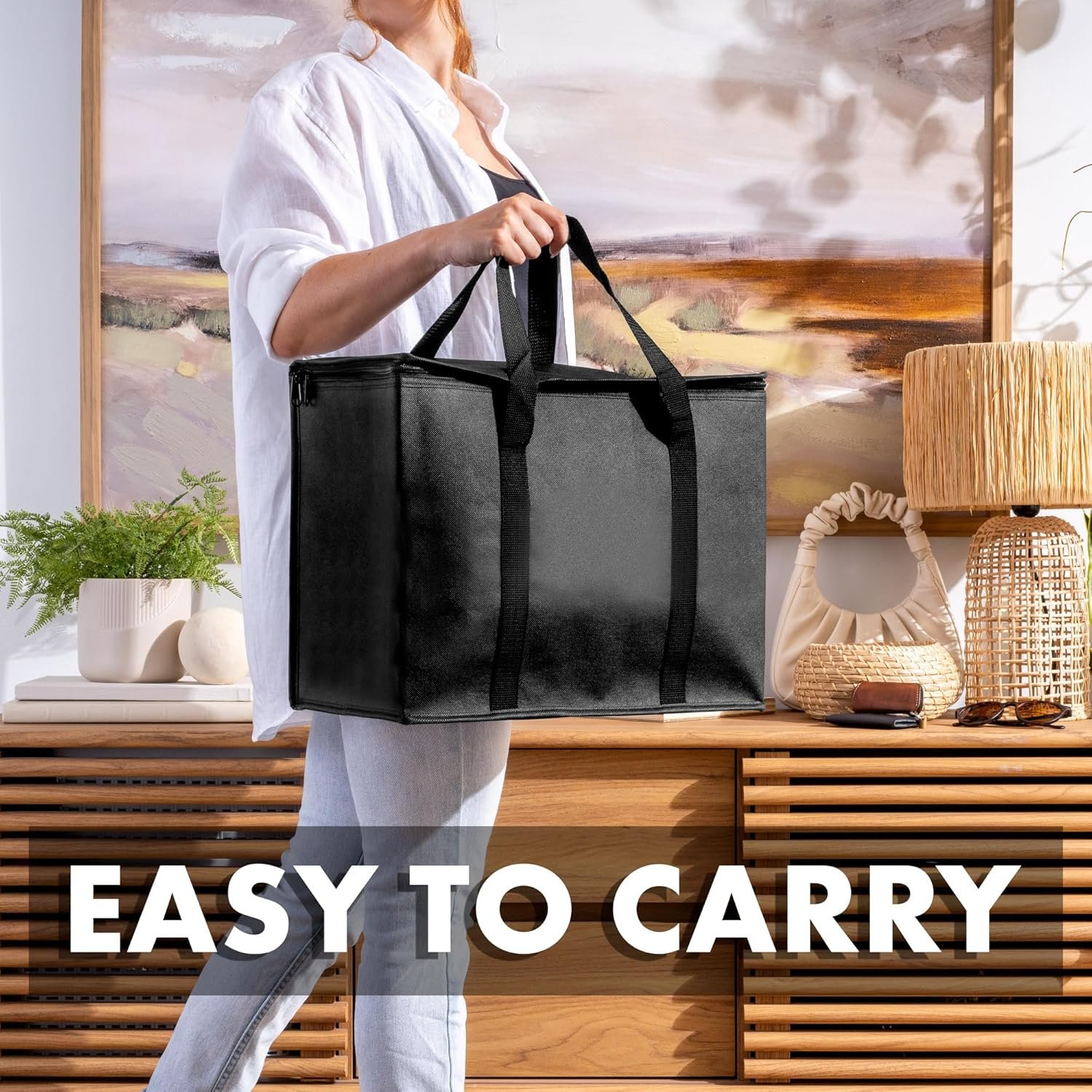 Carrywell (Not Made In China) Insulated Reusable Grocery Bags, Catering and Delivery Bag For Hot and Cold Food, Collapsible Thermal Tote For Doordash - Image 5