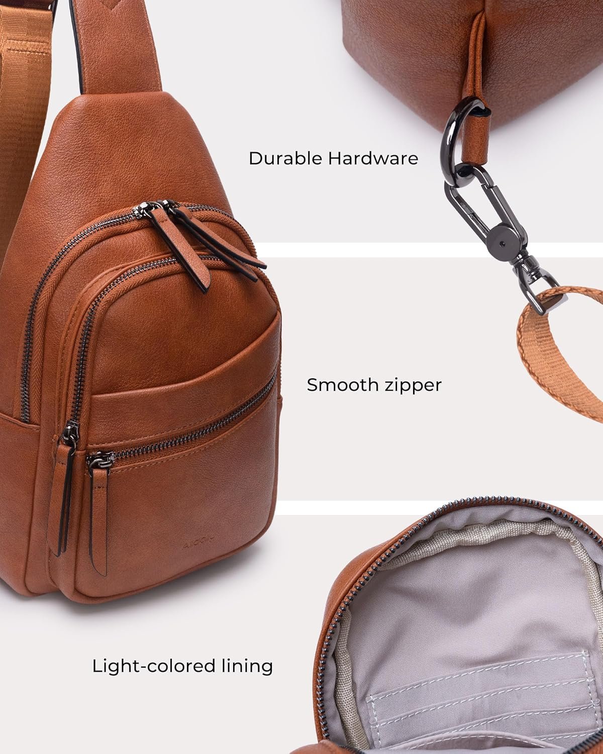 Alldaily Large Sling Bag for Women Crossbody Purse Leather Fashionable Trendy Chest Bag for Travel, Fanny Pack (Brown) - Image 5