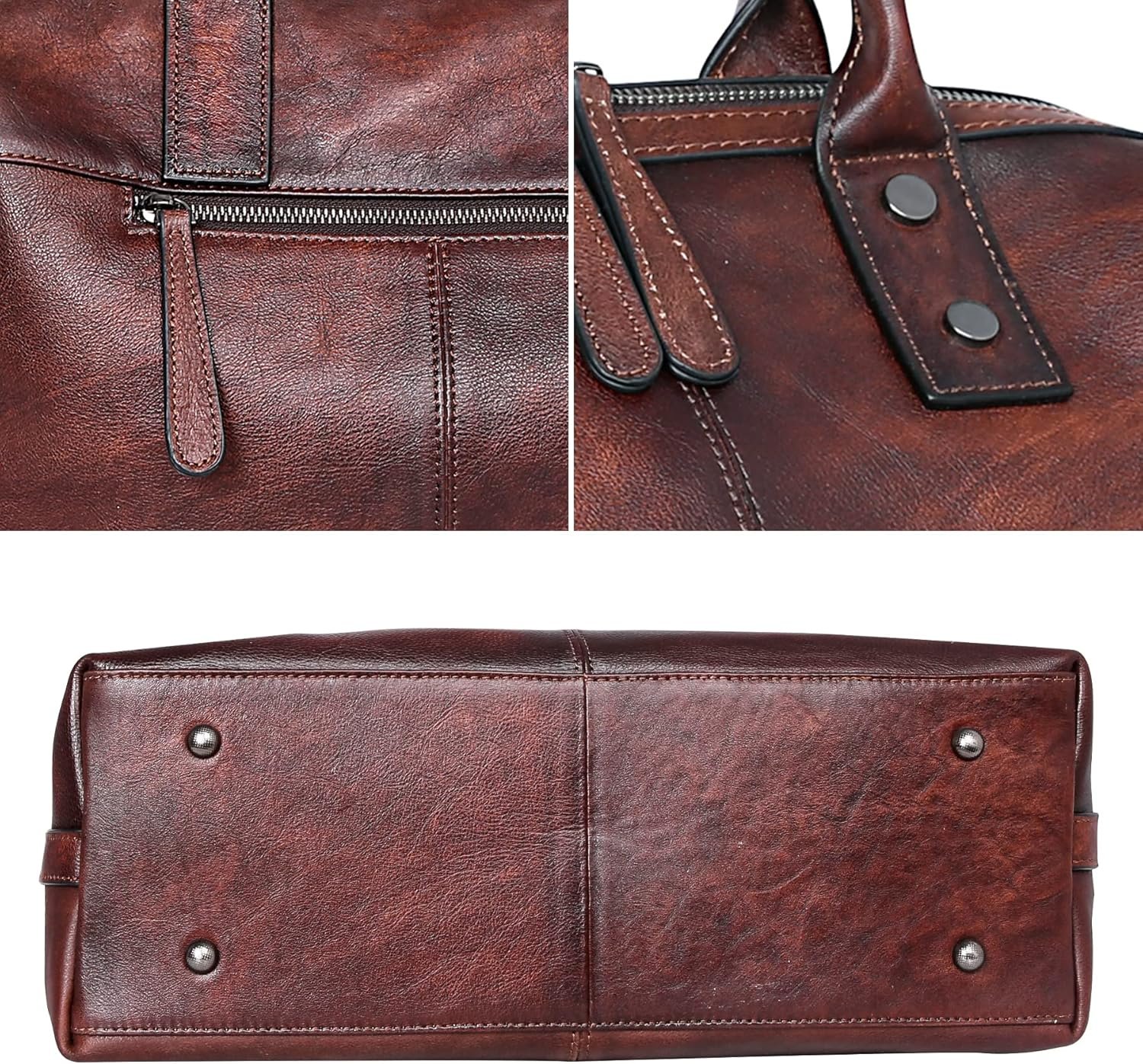 Iswee Genuine Leather Satchel Tote Bag Top Handle Handbag Designer Shoulder Bag Large Capacity Cross Body Bag - Image 7