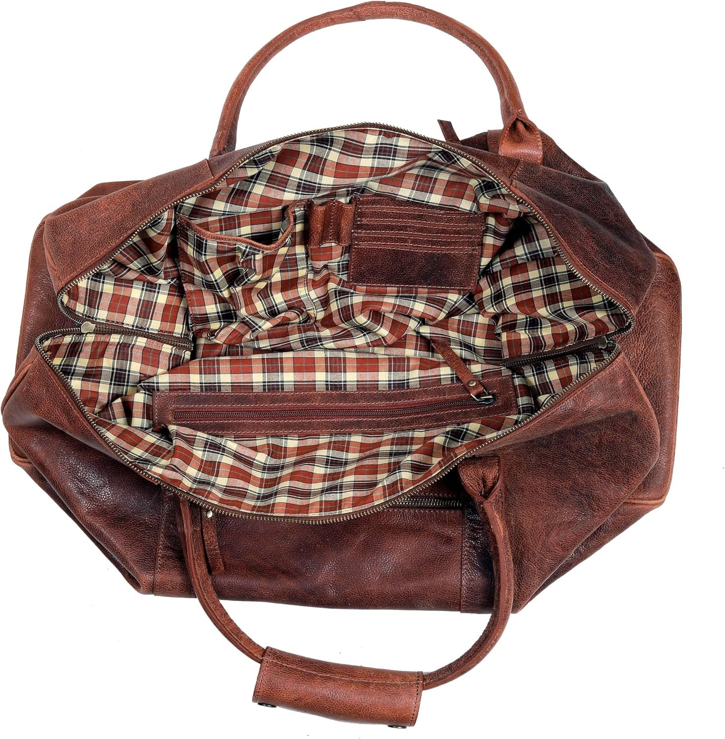 21 inch Cowhide Leather Duffel Bag for Men and Women Handmade Weekender Overnight Travel Gym Bag Vintage Style Carry On Cabin Luggage Sports Shoulder Duffle Bag - Image 3