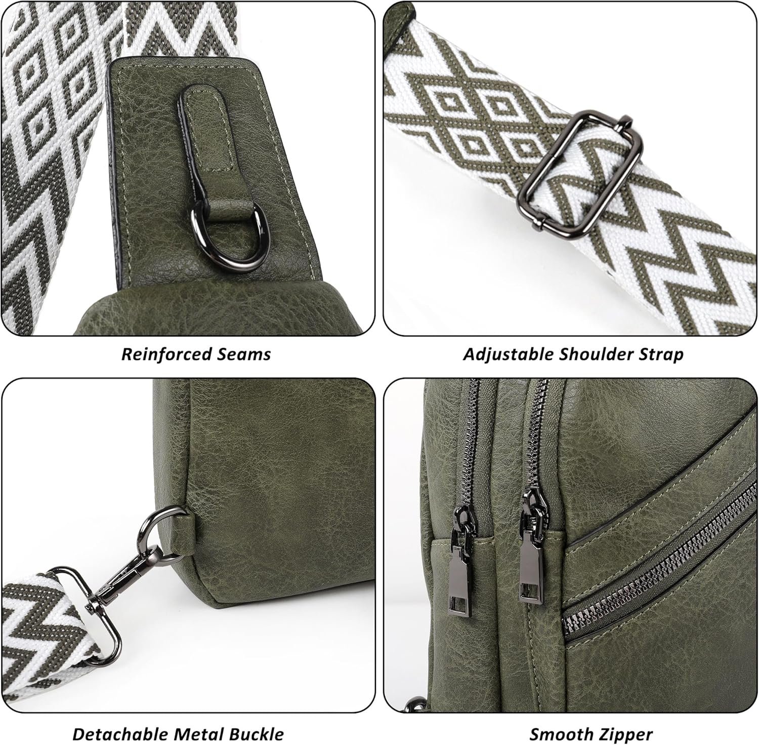 TANTOMI Sling Bag Crossbody Bags for Women Leather Cross Body Bag Trendy Fanny Pack Chest Travel Purse with Adjustable Strap - Image 5